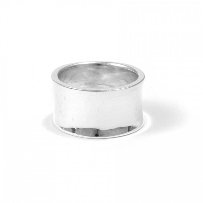 Large & Wide Smooth Flattened Silver Ring - Silver Jewellery - Boutique Nirvana