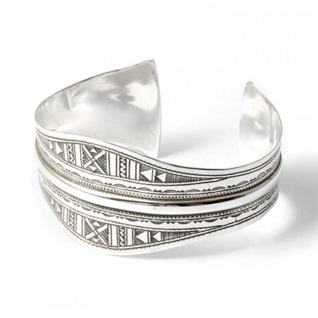 Tuareg Silver Wide Open Cuff Bracelet - 0 - Boutique Nirvana