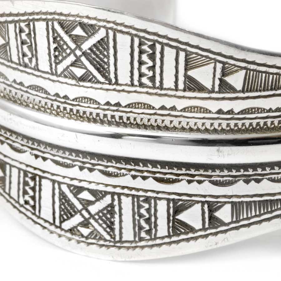 Tuareg Silver Wide Open Cuff Bracelet - 0 - Boutique Nirvana