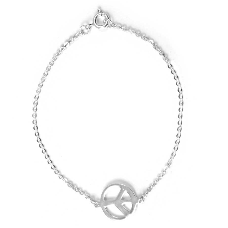 Silver Peace Sign Chain Bracelet - Silver Jewellery - Boutique Nirvana