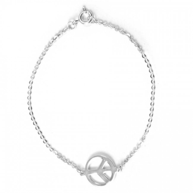Silver Peace Sign Chain Bracelet - Silver Jewellery - Boutique Nirvana