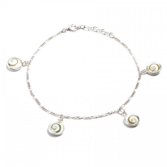 Balinese Eye of St Lucia Four Shell Chain Bracelet - 0 - Boutique Nirvana