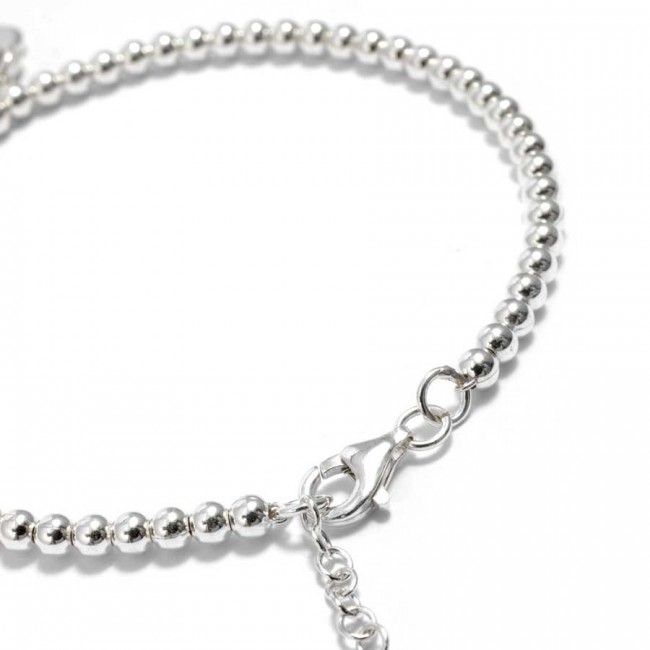 Silver Beaded Heart Charm Bracelet - Silver Jewellery - Boutique Nirvana