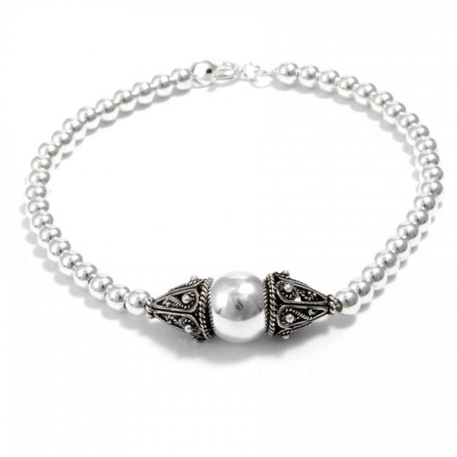 Indian Sterling Silver Beaded Bracelet - Silver Jewellery - Boutique Nirvana