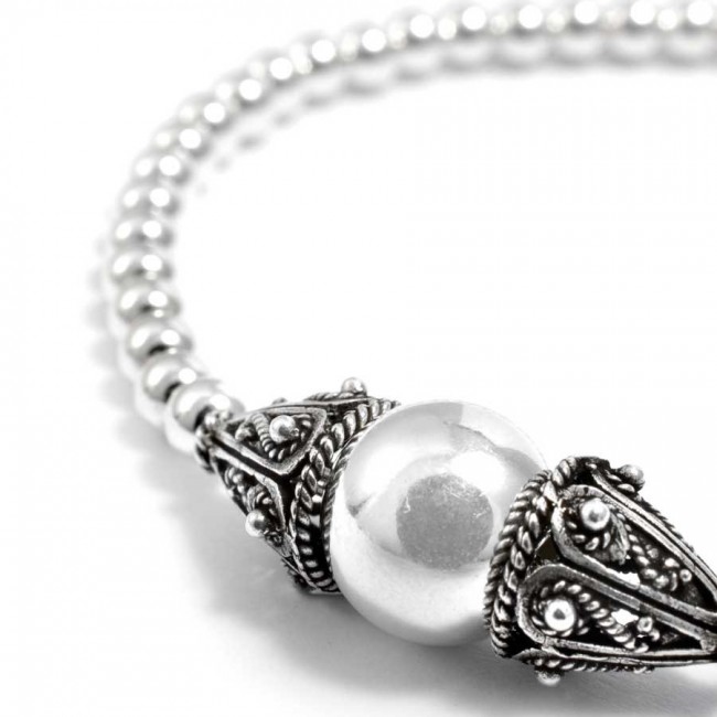 Bracelet argent souple avec perles vieillies - BIJOUX ARGENT - Boutique Nirvana