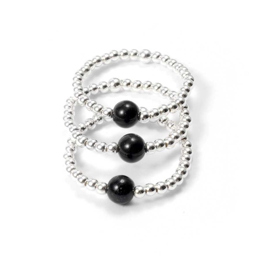 Unique Silver Beaded Gemstone Ring - Silver Jewellery - Boutique Nirvana