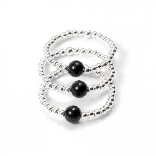 Unique Silver Beaded Gemstone Ring - Silver Jewellery - Boutique Nirvana