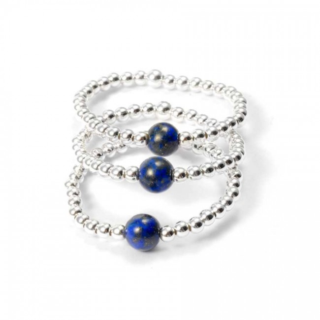 Unique Silver Beaded Gemstone Ring - Silver Jewellery - Boutique Nirvana