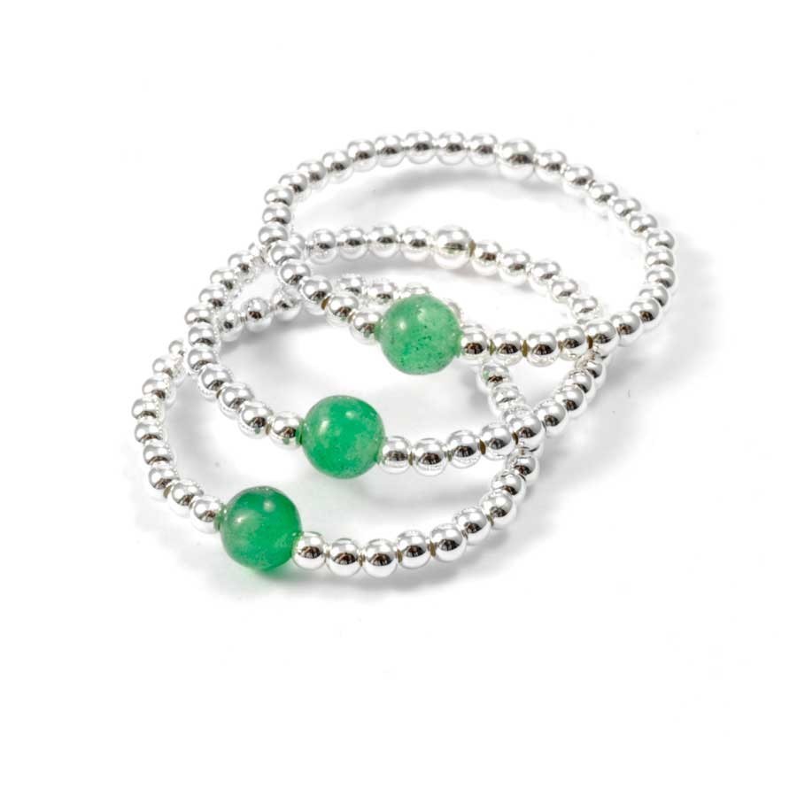 Unique Silver Beaded Gemstone Ring - Silver Jewellery - Boutique Nirvana