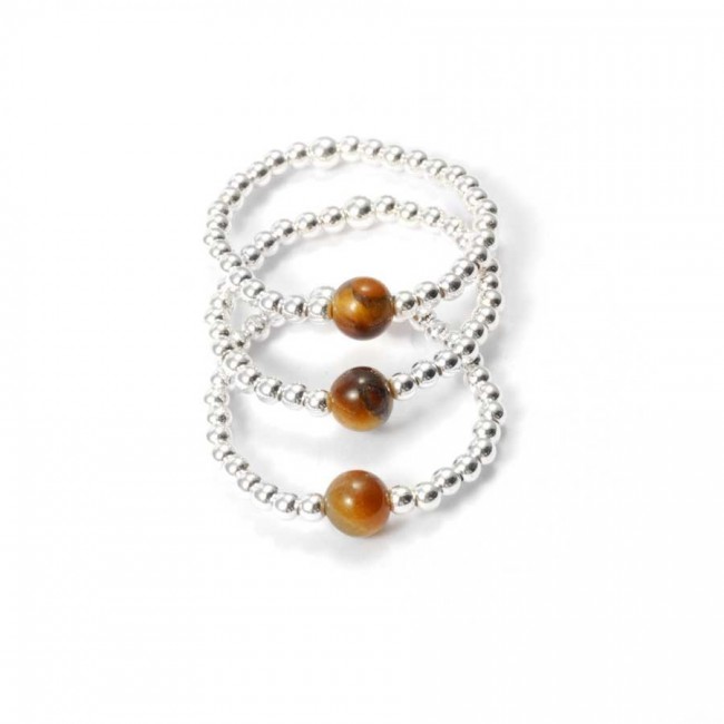 Unique Silver Beaded Gemstone Ring - Silver Jewellery - Boutique Nirvana