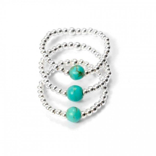 Unique Silver Beaded Gemstone Ring - Silver Jewellery - Boutique Nirvana