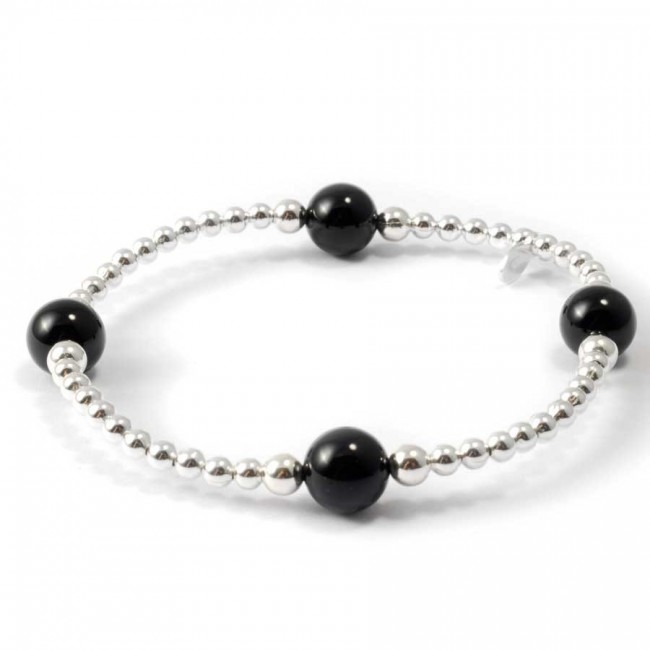 Unique Silver Beaded Gemstone Bracelet - 0 - Boutique Nirvana