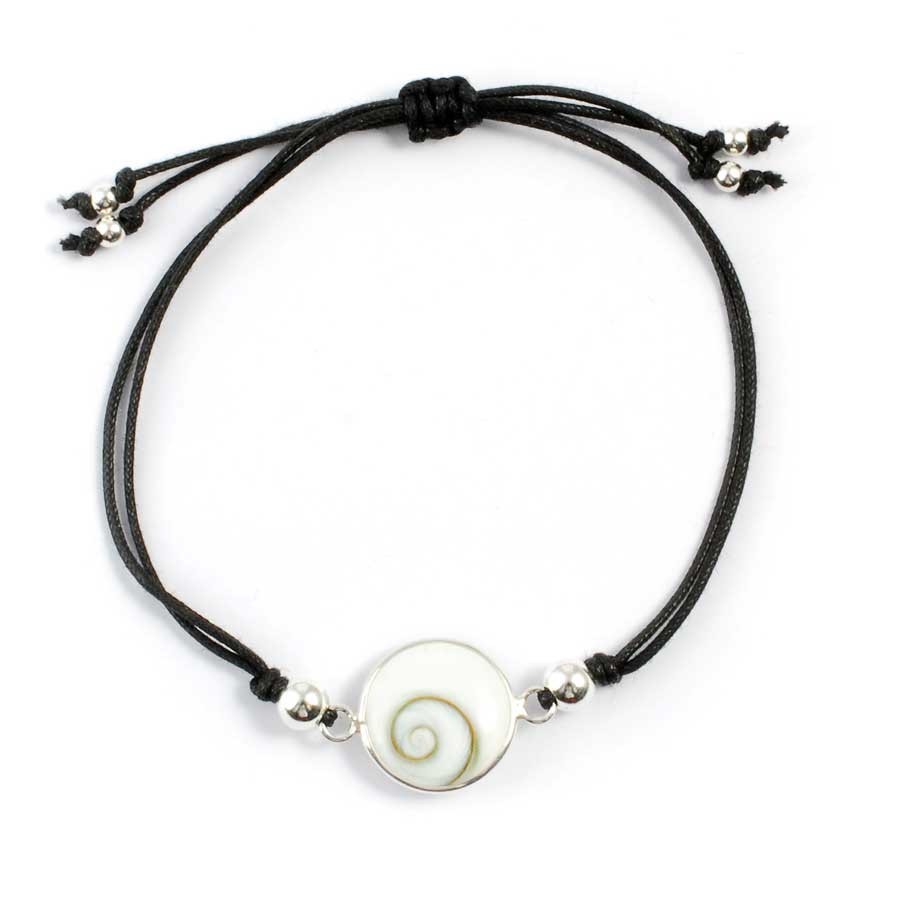 Cord Eye of St Lucia Shell Bracelet - Silver Jewellery - Boutique Nirvana