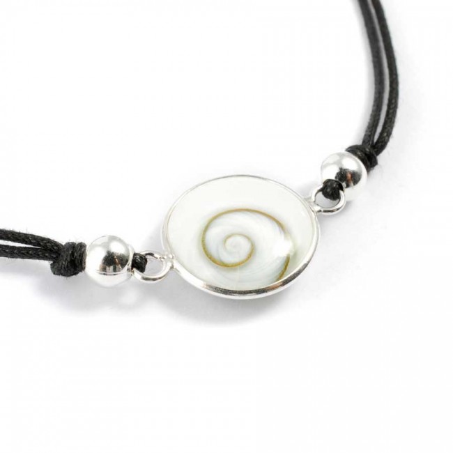 Cord Eye of St Lucia Shell Bracelet - Silver Jewellery - Boutique Nirvana