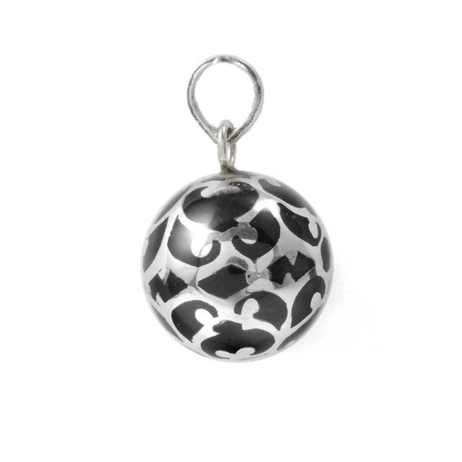 Silver Bola Cage Pendant with Enamelled Ball - Silver Jewellery - Boutique Nirvana
