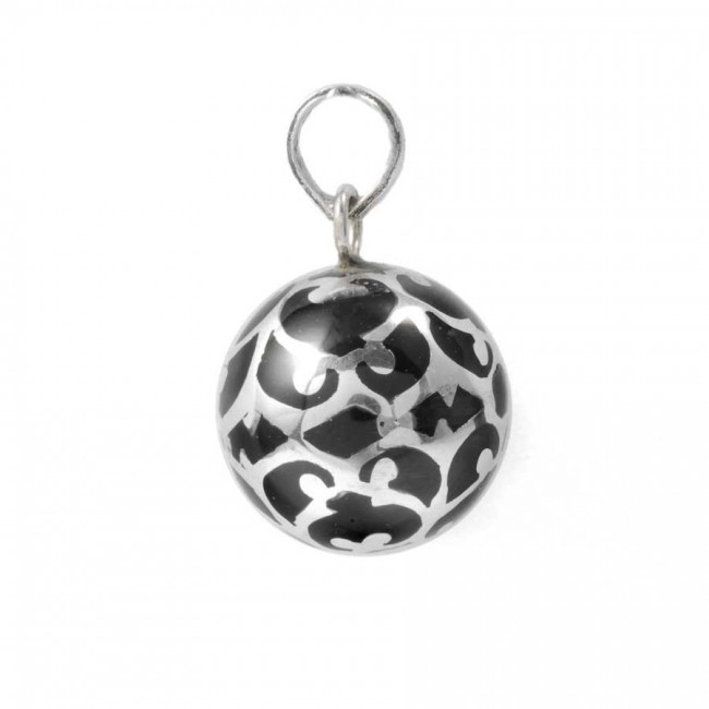 Silver Bola Cage Pendant with Enamelled Ball - Silver Jewellery - Boutique Nirvana
