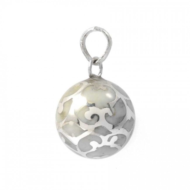 Silver Bola Cage Pendant with Enamelled Ball - Silver Jewellery - Boutique Nirvana
