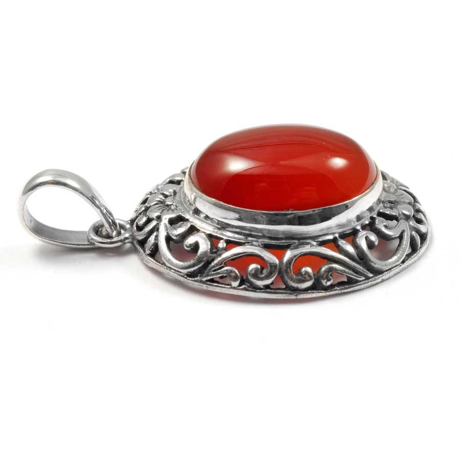 Ethnic Silver & Natural Stone Pendant - Silver Jewellery - Boutique Nirvana