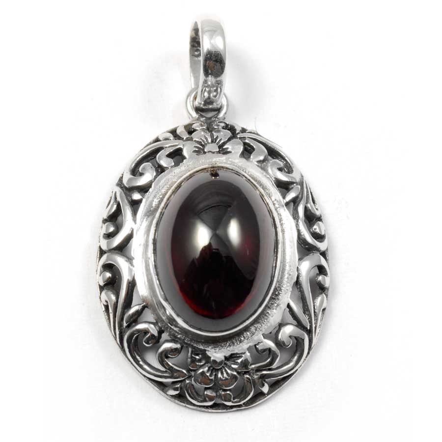 Ethnic Silver & Natural Stone Pendant - Silver Jewellery - Boutique Nirvana