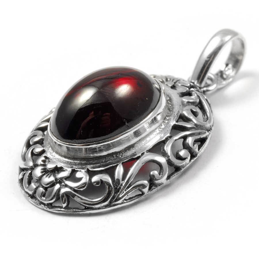 Ethnic Silver & Natural Stone Pendant - Silver Jewellery - Boutique Nirvana