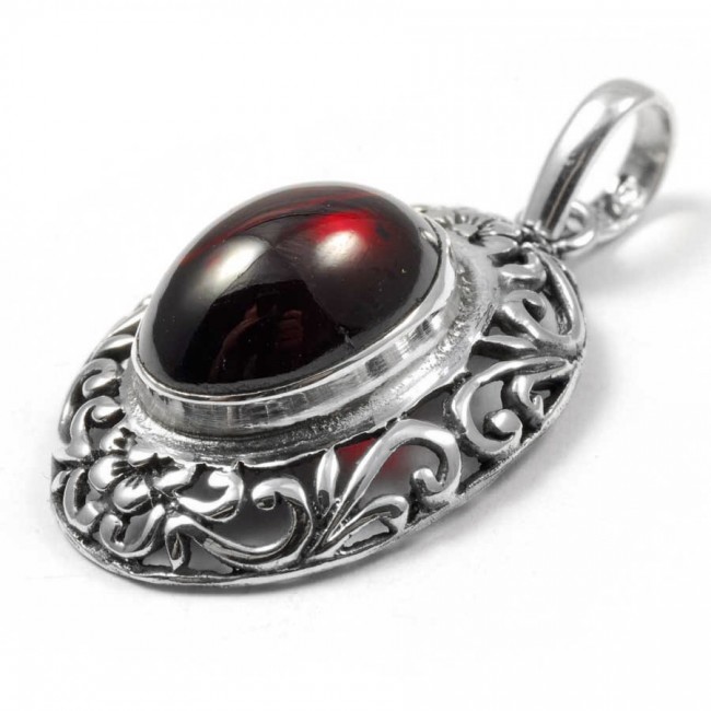 Ethnic Silver & Natural Stone Pendant - Silver Jewellery - Boutique Nirvana
