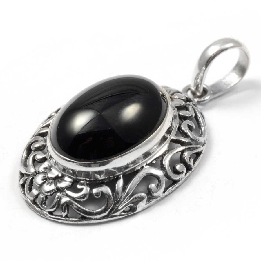 Ethnic Silver & Natural Stone Pendant - Silver Jewellery - Boutique Nirvana