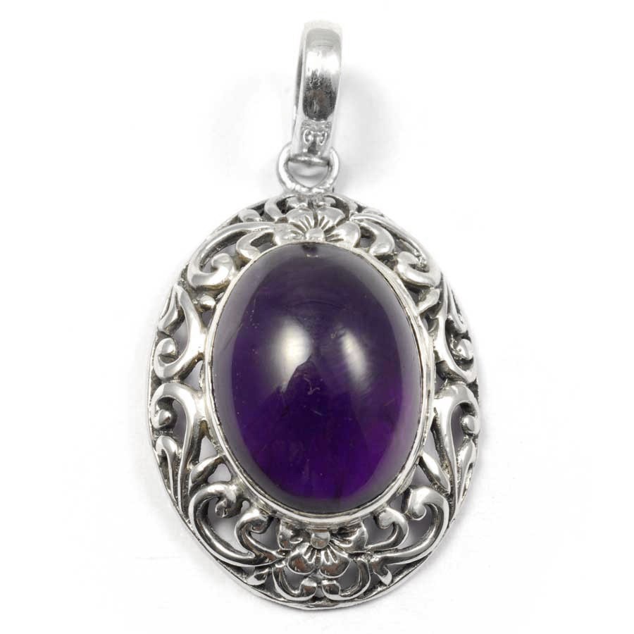 Ethnic Silver & Natural Stone Pendant - Silver Jewellery - Boutique Nirvana