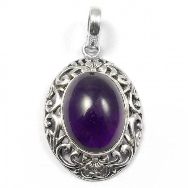 Ethnic Silver & Natural Stone Pendant - Silver Jewellery - Boutique Nirvana