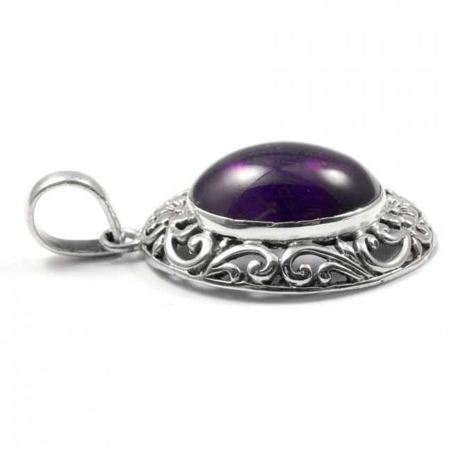 Ethnic Silver & Natural Stone Pendant - Silver Jewellery - Boutique Nirvana
