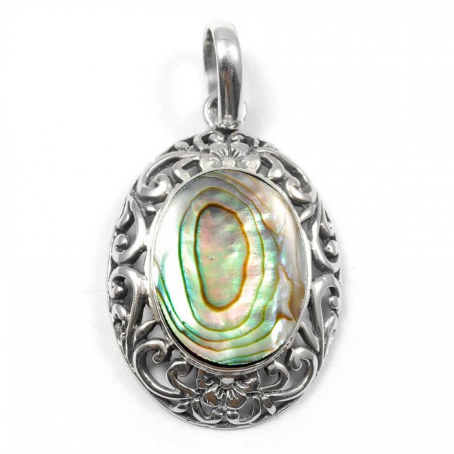 Ethnic Silver & Natural Stone Pendant - Silver Jewellery - Boutique Nirvana