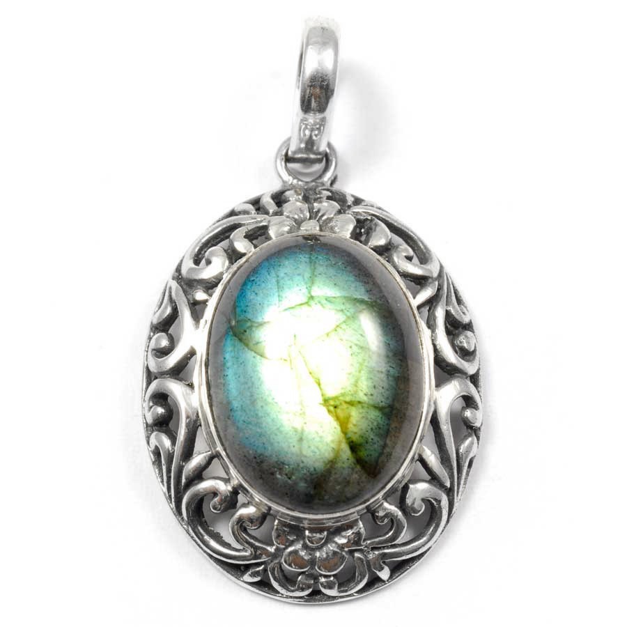 Ethnic Silver & Natural Stone Pendant - Silver Jewellery - Boutique Nirvana
