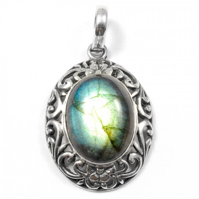 Ethnic Silver & Natural Stone Pendant - Silver Jewellery - Boutique Nirvana