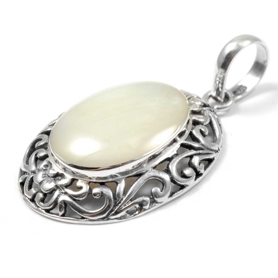 Ethnic Silver & Natural Stone Pendant - Silver Jewellery - Boutique Nirvana
