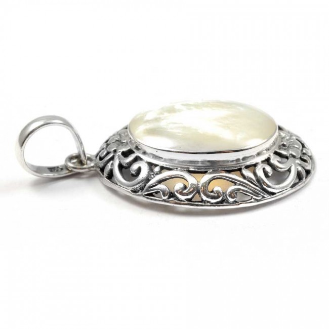 Ethnic Silver & Natural Stone Pendant - Silver Jewellery - Boutique Nirvana