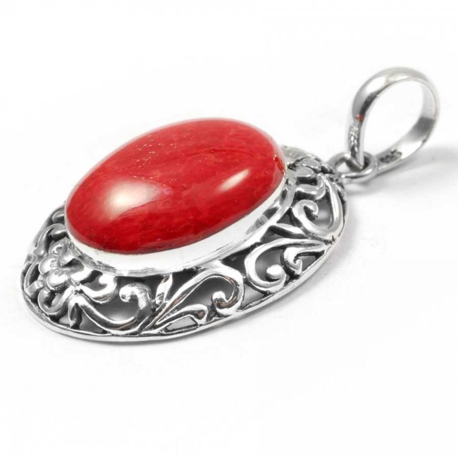 Ethnic Silver & Natural Stone Pendant - Silver Jewellery - Boutique Nirvana
