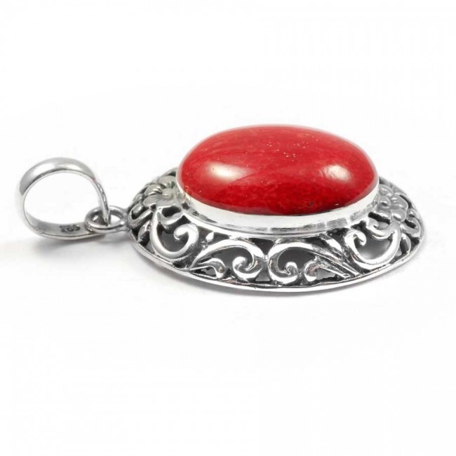 Ethnic Silver & Natural Stone Pendant - Silver Jewellery - Boutique Nirvana
