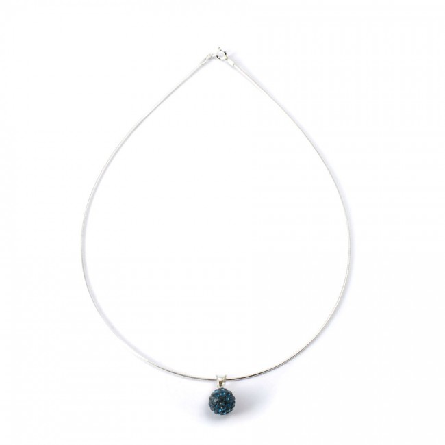 Silver Necklace with Sparkling Sphere Pendant - 0 - Boutique Nirvana