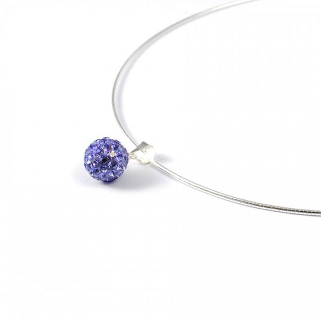 Silver Necklace with Sparkling Sphere Pendant - 0 - Boutique Nirvana