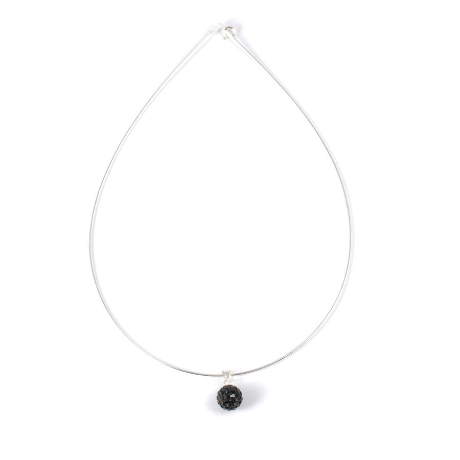 Silver Necklace with Sparkling Sphere Pendant - 0 - Boutique Nirvana