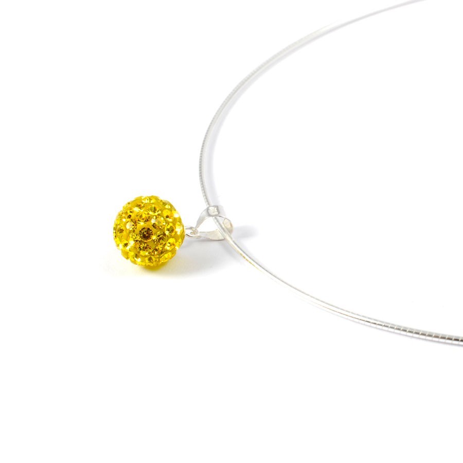 Silver Necklace with Sparkling Sphere Pendant - 0 - Boutique Nirvana