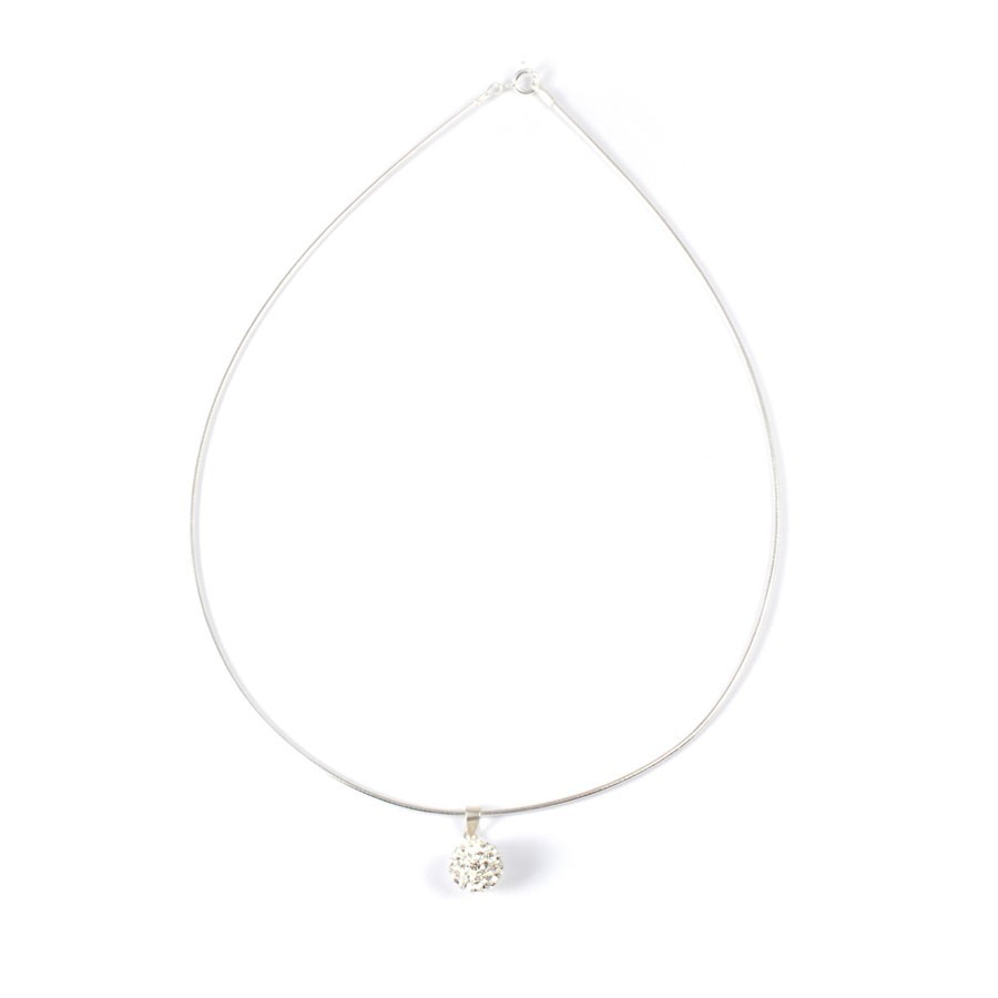 Silver Necklace with Sparkling Sphere Pendant - 0 - Boutique Nirvana