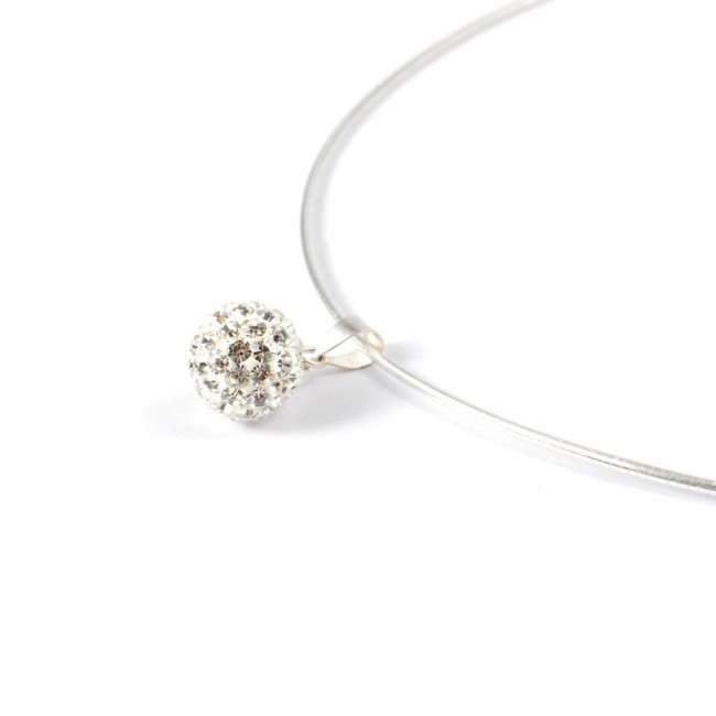 Silver Necklace with Sparkling Sphere Pendant - 0 - Boutique Nirvana