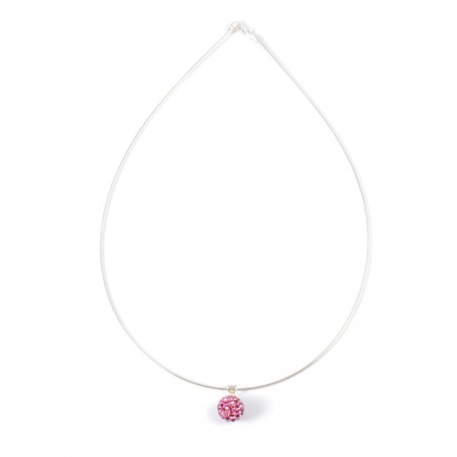 Silver Necklace with Sparkling Sphere Pendant - 0 - Boutique Nirvana