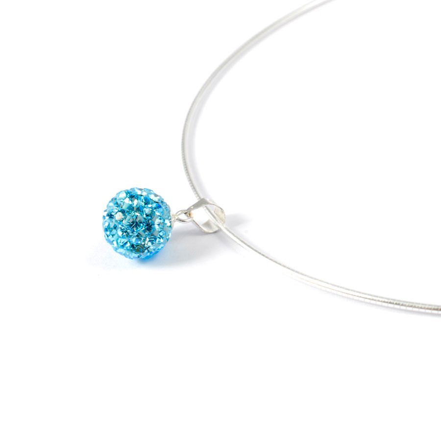 Silver Necklace with Sparkling Sphere Pendant - 0 - Boutique Nirvana