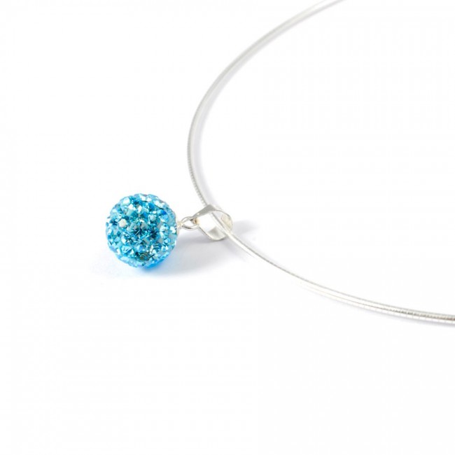 Silver Necklace with Sparkling Sphere Pendant - 0 - Boutique Nirvana