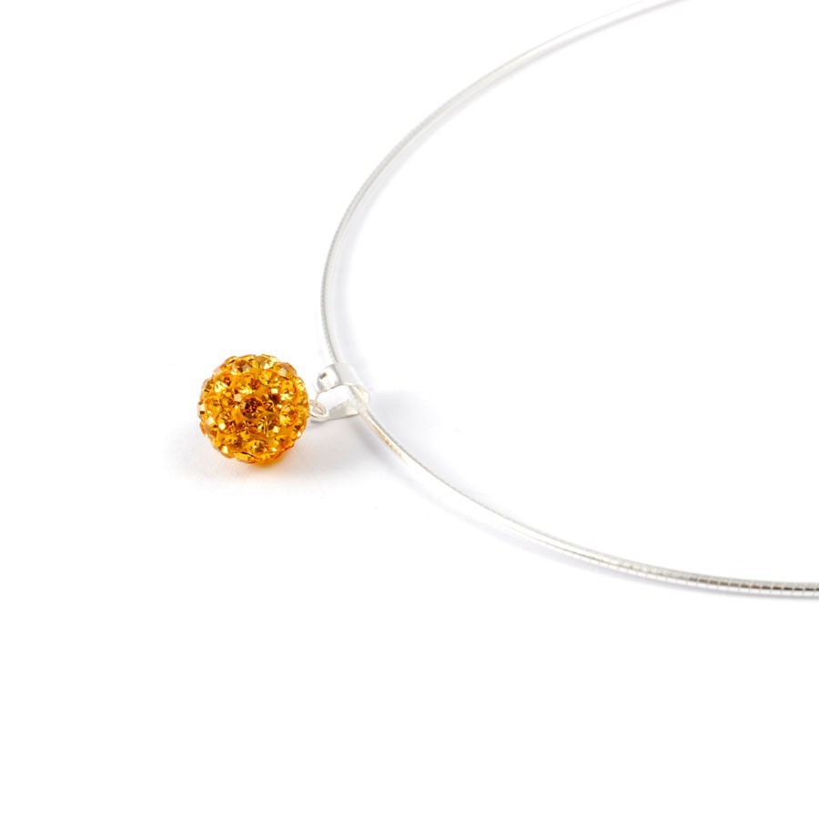 Silver Necklace with Sparkling Sphere Pendant - 0 - Boutique Nirvana