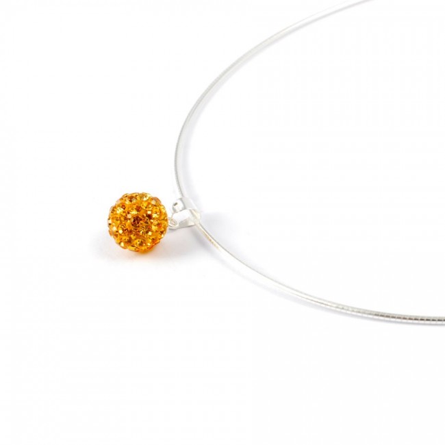 Silver Necklace with Sparkling Sphere Pendant - 0 - Boutique Nirvana