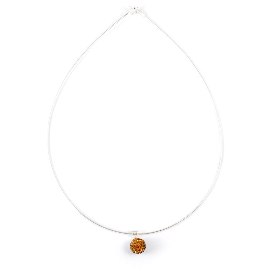 Silver Necklace with Sparkling Sphere Pendant - 0 - Boutique Nirvana