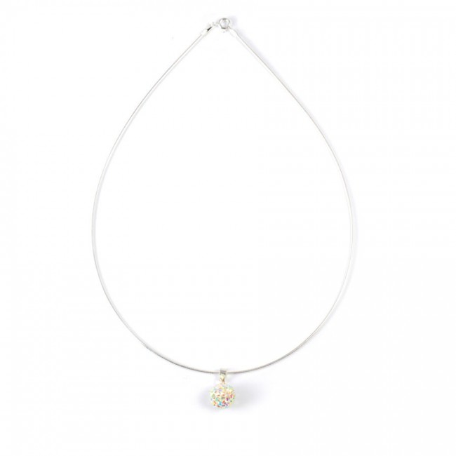 Silver Necklace with Sparkling Sphere Pendant - 0 - Boutique Nirvana