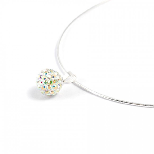 Silver Necklace with Sparkling Sphere Pendant - 0 - Boutique Nirvana